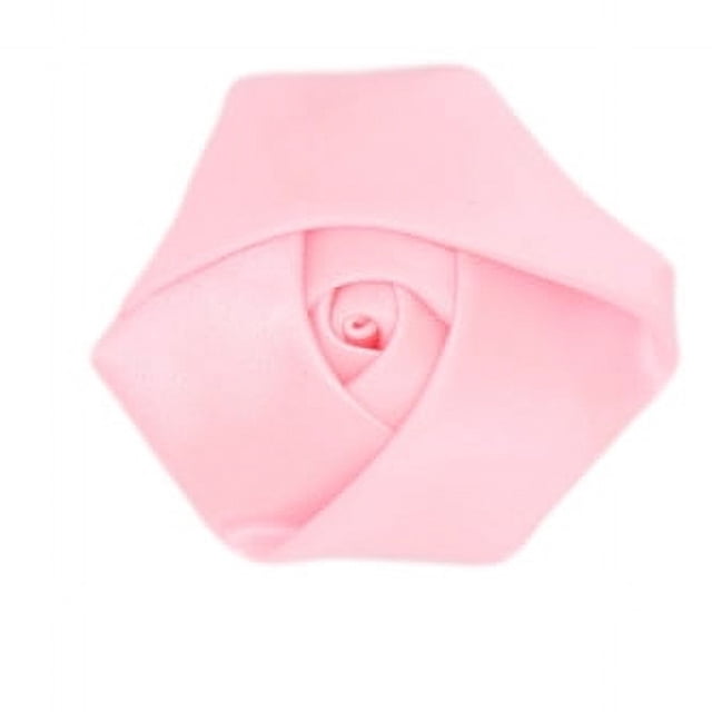 Xiao Hua 20 rosas de cinta de satén, flores de tela hechas a mano para manualidades de costura, apliques, bodas, decoración de ropa, color rosa