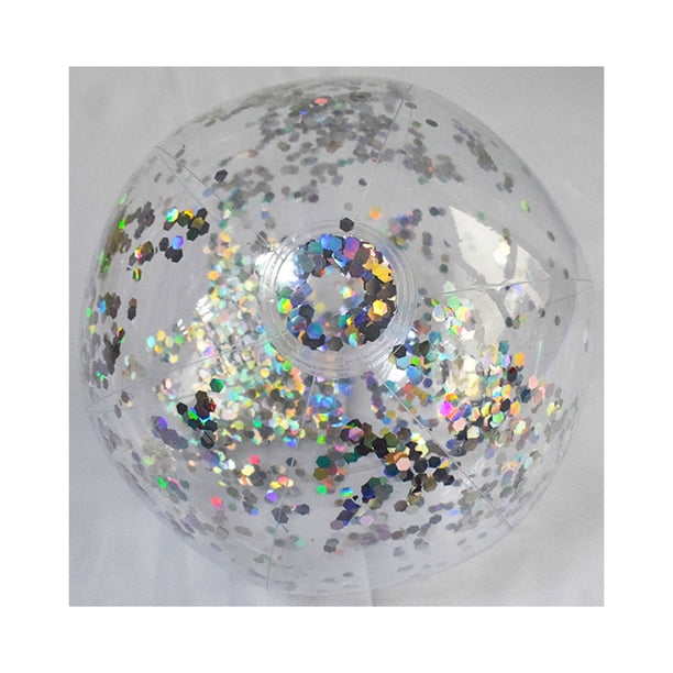 Pelota De Playa Inflable Con Purpurina. Pelota De Playa Inflable Con Purpurina. Pelotas de playa de juguete de 23,6 pulgadas, globos de pelota de playa de juguete para fiestas de verano (plata)
