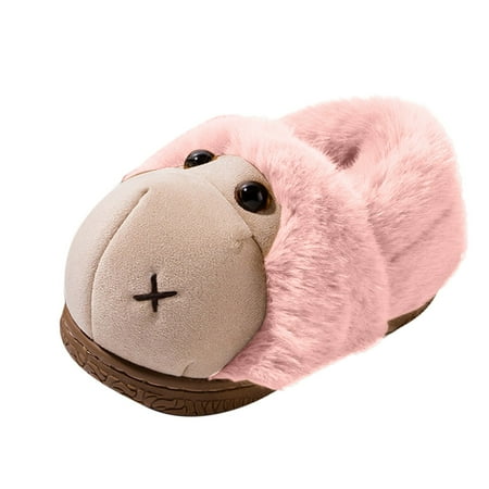 

QYZEU Size 7 Toddler Shoes Girls Toddler Girl Fuzzy Moccasins Fashion Cute Autumn And Winter Boys And Girls Slippers Flat Bottom Lightweight Soft And Comfortable Warm Colorblock Cartoon Ape Shape