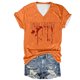 thumbnail image 1 of Tops Cortos para las Mujeres, Halloween Impreso V-Cuello Camiseta de Manga Corta, Tela de Imitación de Moda Casual, 1 of 3