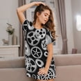 thumbnail image 3 of Sikiie Metallic Gears Print Women's Short-sleeved Nightdress, Round Neck Pullover Nightdress Pajamas Summer Home Wear, 3 of 6