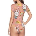 thumbnail image 3 of Uemuo Rabbit So Cute Pattern Women's One Piece Short Sleeve Swimsuit Rash Guard Surfing Modest Quick-drying Swimsuit Beach Essentials-X-Large, 3 of 9