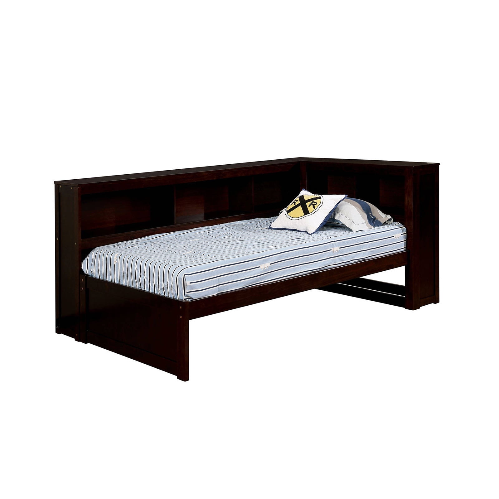Wooden Twin Size Daybed with Bookcase Headboard, Brown