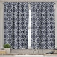 thumbnail image 2 of Ambesonne Navy Blue Valance & Curtain, Japanese Curves Flora, 55"x24", Navy Blue White, 2 of 6