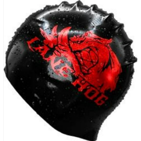 Splashwear Aquatics HydroFoil Lane Hog Black/Red Silicone Swim Cap