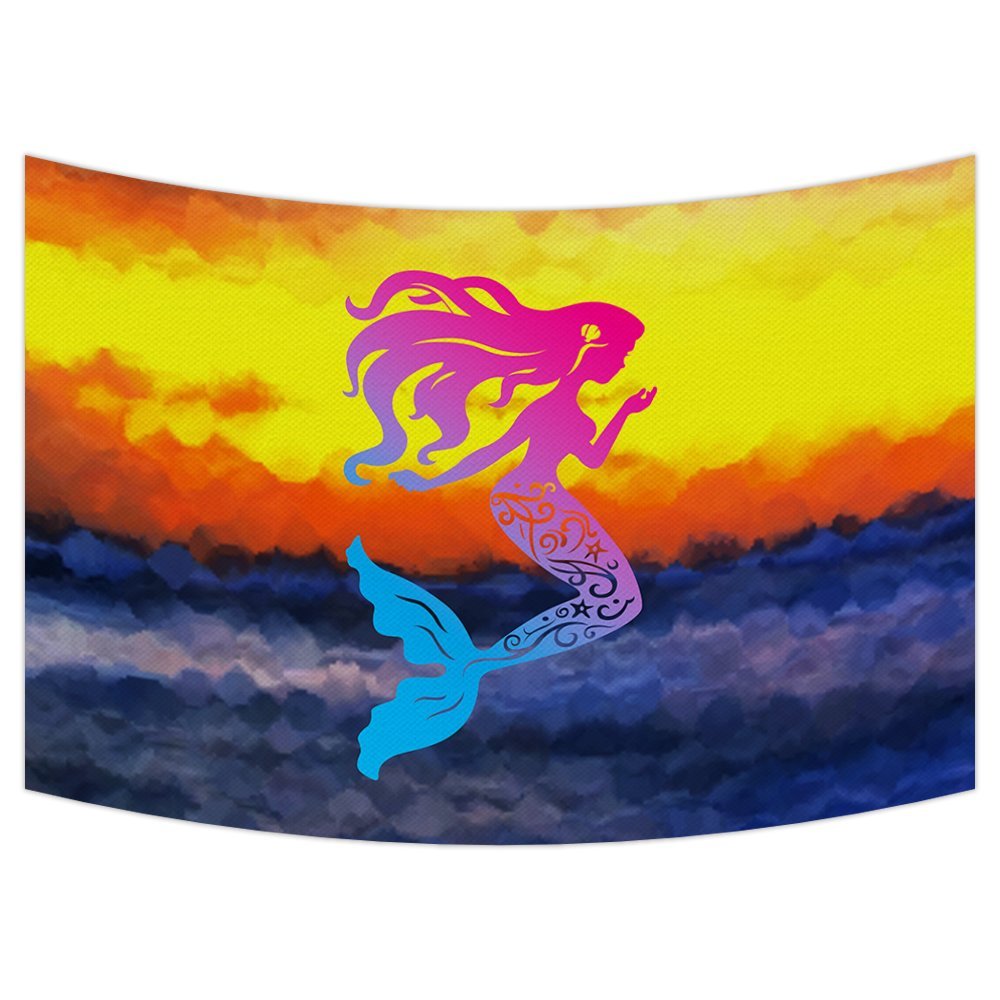 GCKG Mermaid Tapestry,Mermaid Wall Hanging Wall Decor Art for Living