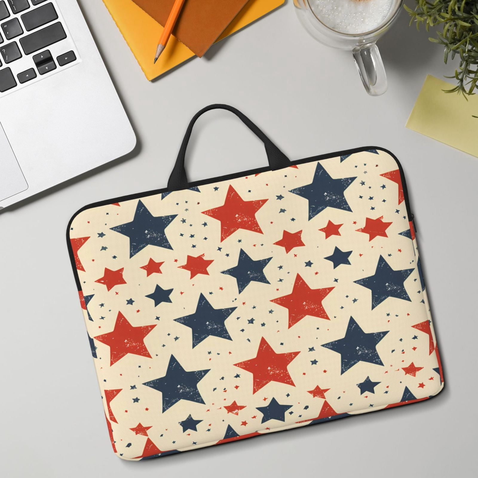 Laptop Sleeve Bag For Women Men 14inch Waterproof Durable Protective Computer Carrying Cover Handle Laptop Case Bag Independence Day Theme Elements Star (8)