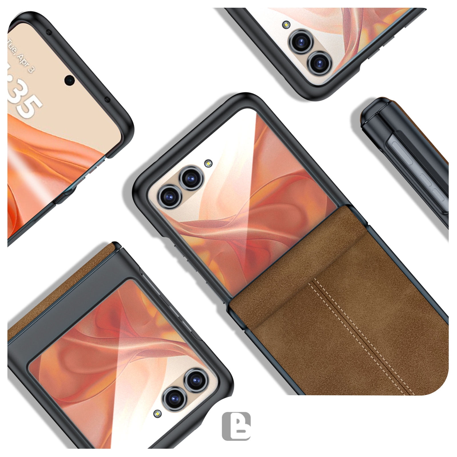 Vizvera for Motorola Razr 2026/2025/2024 Ultra Phone Case,with Screen Protector & Wireless Charging & Ultra Thin PU Leather PC Shockproof Case-Brown