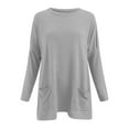 thumbnail image 4 of Womens Tops Blouses Autumn And Winter Comtable Round Neck Long Sleeve Long Pocket Puff Sleeve Print Plus Size Womens Clothing,Grey,L, 4 of 4