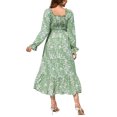 thumbnail image 2 of Miyanuby Women's Long Sleeve Maxi Dresses Square Neck Floral Boho Fall Casual Smocked Dress, 2 of 7