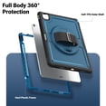 thumbnail image 2 of for Kids Rugged Heavy Duty Case for iPad Air 13 M3 2025 / Air 13 M2 2024, Shockproof 360 Degree Rotatable Kickstand with Handstrap Protective Hybrid Cover Case for Air 13 2025/2024, Navyblue, 2 of 12