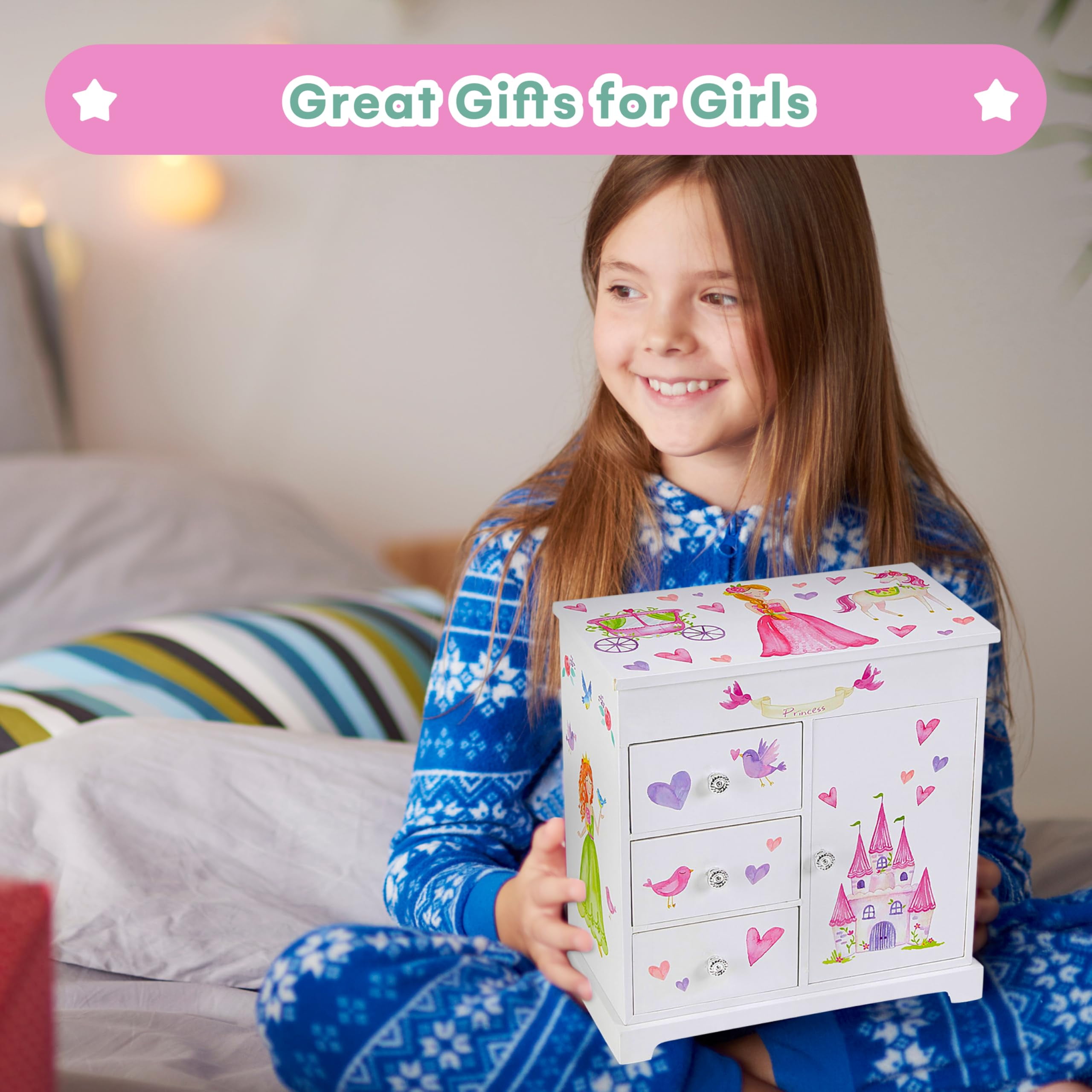 Jewelkeeper Girl's Pink Musical Jewelry Box with Spinning