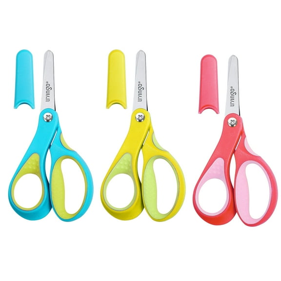 LIVINGO 3 Pack 5" Left Handed Scissors Blunt Tip Safety for Craft