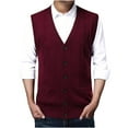 thumbnail image 3 of AnuYalue Mens Big and Tall Sweater Vest Lightweight Button Down Knit Vests Fall Winter Sleeveless Pullover Soild Color V Neck Waistcoat, 3 of 5