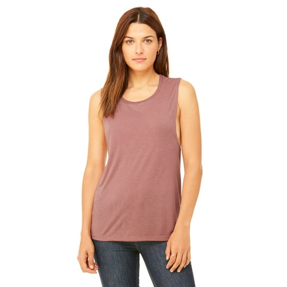 The Bella Canvas Ladies Flowy Scoop Muscle Tank Top - MAUVE - XL