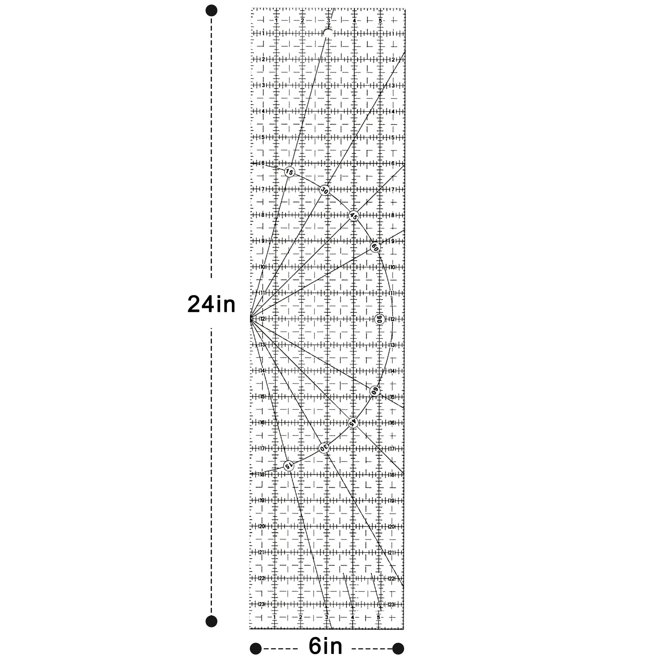 GARITIN Sewing Ruler 6 x 24 Inch, Clear Acrylic Quilting Ruler with Multi Angle Markings for Fabric Cutting DIY Craft