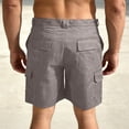 thumbnail image 4 of Big And Tall Men's Cargo Shorts With Elastic Waist And Drawstring Featuring Durable Fabric And Contrast Pocket Lining For Summer Work Hiking Fishing Light Gray S, 4 of 5