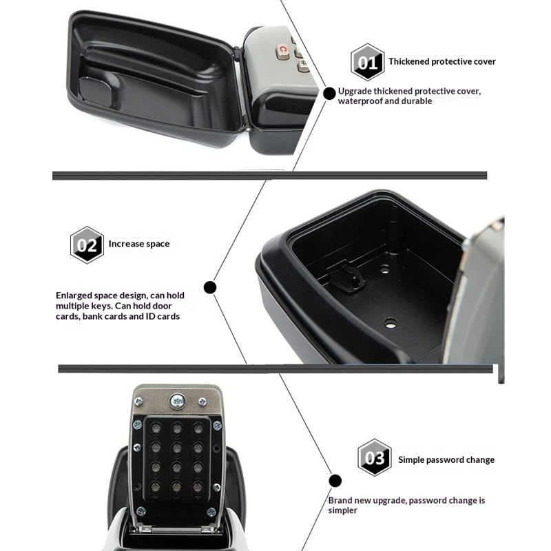 Key Lock Box for Outside, Sturdy Waterproof Wall Mount Lock Box for House Key, 12-Digit Combination Resettable Large Capacity Security Lockbox for Home, Garage, Office, Warehouse