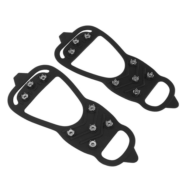 Crampons Légers 8 Dents – Pointes Antidérapantes Universelles Pour Rando, Neige Et Glace – Noir – Tailles 36 à 44