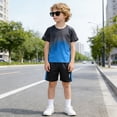 thumbnail image 2 of NOLDARES Toddler Baby Boy Summer Outfits Excavator Embroidery Short Sleeve T-Shirt Top Shorts Set Blazer,5-6 Y, 2 of 5