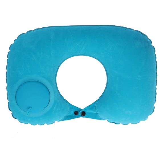 Xirurus U‑Shaped Inflatable Air Pillow – Press‑to‑Inflate, Double‑Button Adjustable, Anti‑Leak Nozzle, PVC Furry Comfort, Mint Green – Ideal for Airplane, Car, Office, Home
