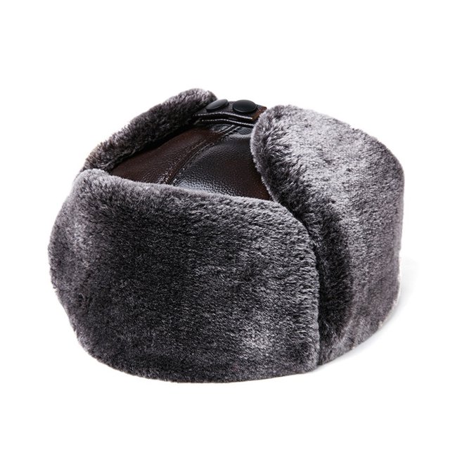 Hat Faux Leather Cap Adult Men Winter Trapper Hat Thicken And Warm ,Classic Design