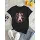thumbnail image 2 of Camiseta de Verano para Mujer Suave Cuello RedondoAwareness Women's Black T-Shirt with Pink Ribbon Graphic - Casual & Sporty Round Neck Short Sleeve, Comfortable Polyester Blend Summer Top, Awarenes, 2 of 7