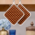 thumbnail image 2 of Farm Buffalo Plaid Pot Holders for Kitchen Heatproof Potholder, 4 Pack Orange Black Checkered Hot Pads Multipurpose Oven Pads Cloth Potholders Trivet for Cooking and Baking, 2 of 8