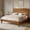Rustic Brown, variant on Sha Cerlin King Size Bamboo Platform Bed Frame, Mid-Century Modern Style with Japanese Joinery Headboard, 43.3" Wooden Headboard, 800 lb Support, Warm Brown