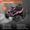 thumbnail image 4 of Luku 24V 4x4 Ride On Toy for Big Kids, 4x85W 6MPH Ride On UTV Car w/Parent Remote, 16'' Wide Seat, Music, Horn, Metal Frame, 4 Shock Absorbers, Battery Powered Electric Cars for Kids Age 3+, Pink, 4 of 7