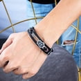thumbnail image 4 of Mens Leather Guitar Bracelet, Handmade Black Multi-Layer Cowhide Braided Cuff Music jewelry 8.3 Inches, 4 of 6