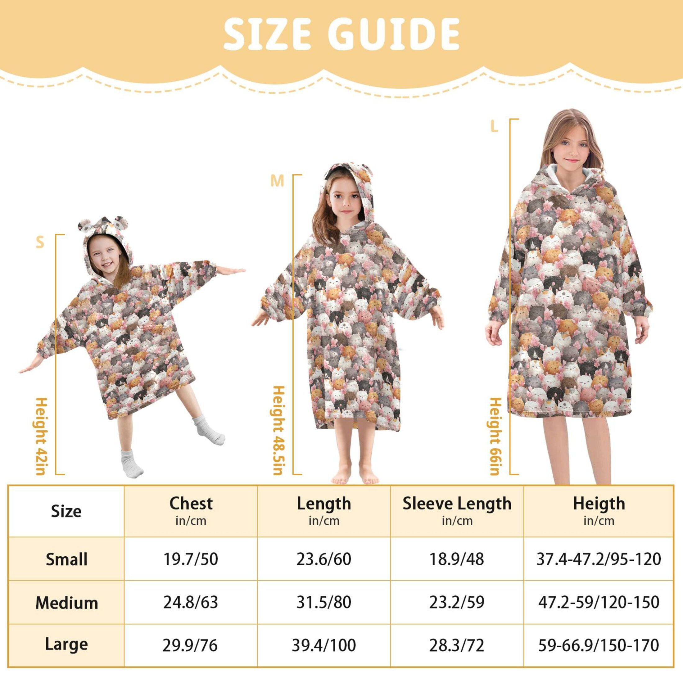Wearable Blanket Hoodie for Kids Cute and Funny Cat Flannel Hooded Blanket with Pockets and Sleeves Suitable for Boys and Girls