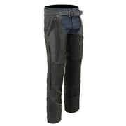 Milwaukee Leather ML1144 Men's Black Premium Leather Vented Motorcycle Rider Chaps w/ Reflective Piping 4X-Large