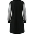 thumbnail image 5 of Babysbule Summer Women Dresses Women Long Sleeve Lace Stitching Square Neck Slim Above Knee Elegant Ladies Little Black Party Club Dress, 5 of 5