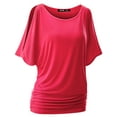 thumbnail image 2 of Doublju Womens Short Sleeve Dolman Drape Loose Fit Tunic Top(Plus Size Available), 2 of 5
