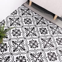 Lxcreat Peel and Stick Floor Tile Flooring Black and White Flower, Vinyl Flooring Self-Adhesive Removable for Bathroom/Kitchen (10 Pcs 11.8-in x 11.8-in)