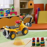 Toy Tractors For Kids Ride On Excavator - Music Sounds Digger Scooter Tractor Toys Bulldozer Includes Helmet With Rocks - Ride On Tractor Pretend Play - Toddler Tractor Construction Truck - Play22USA