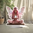 thumbnail image 4 of 2D Acrylic Bohemian Fairy Figurine – 2D Planar, Pink Fairy & Crystal Design – For Bohemian Home & Desk Decor – 20x12.5cm (7.87x4.92in), 4 of 6