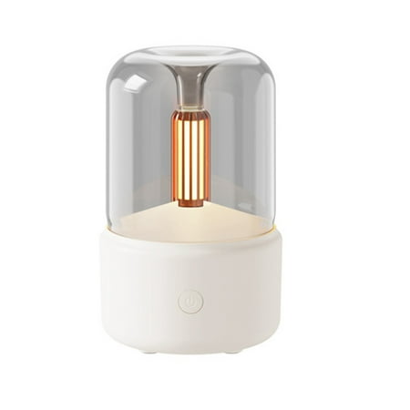 

Candlelight Diffuser Portable 120Ml Air Humidifier Cool Mist Maker Fogger 8-12 Hours with LED Night Light White