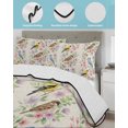 thumbnail image 3 of Quilts Queen Size Bedding Set, Watercolor Botanical Reversible Summer Quilt 3 Pieces, Spring Flowers Birds Rustic Beige Lightweight Bedspreads Coverlets with 2 Pillow Shams for All Seasons, 3 of 5