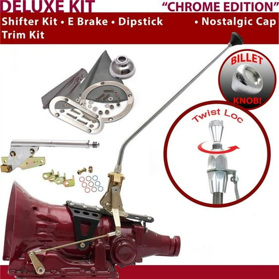 American Shifter 2004R Shifter Kit Chrome 23 in. E Brake Trim Kit Dipstick for F4CBF