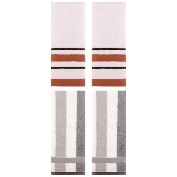 Unique Bargains 4 Pcs Decorative Hand Towel 13" x 29" Grey/Beige