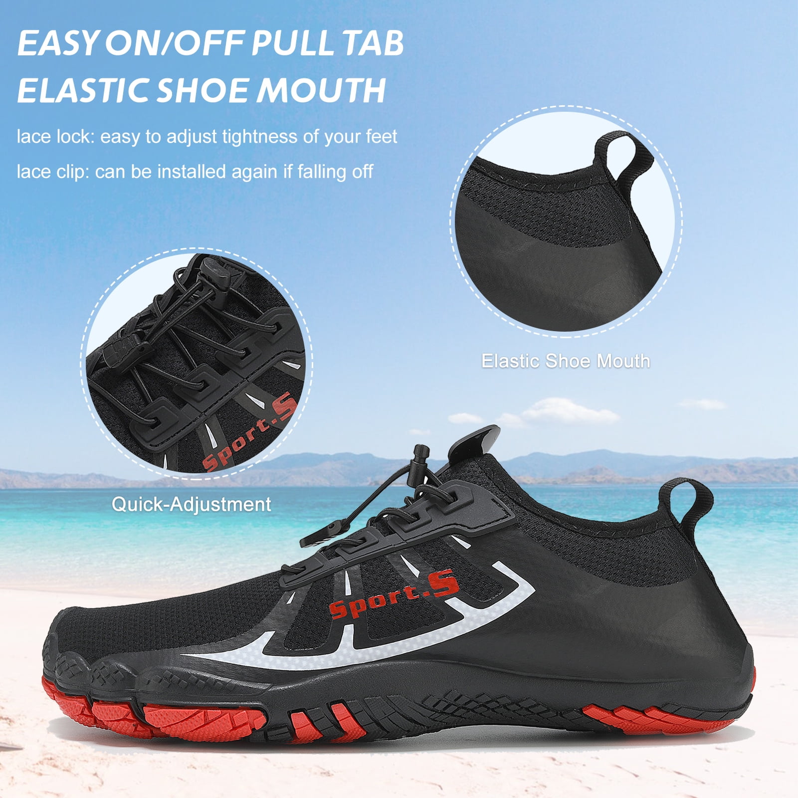 OUSIMEN Water Shoes Womens Mens Quick-Dry Non-Slip Soft Barefoot Swimming Shoes Aqua Sports Outdoor Beach Surfing Diving Hiking Yoga Shoes