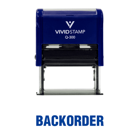Vivid Stamp Backorder Self Inking Rubber Stamp (Blue Ink) - Large