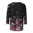 thumbnail image 4 of IROINNID Discount Polyester Long Sleeve T Shirt for Women Casual Printed Loose T-shirt Blouse Round Neck Tops,Purple, 4 of 5