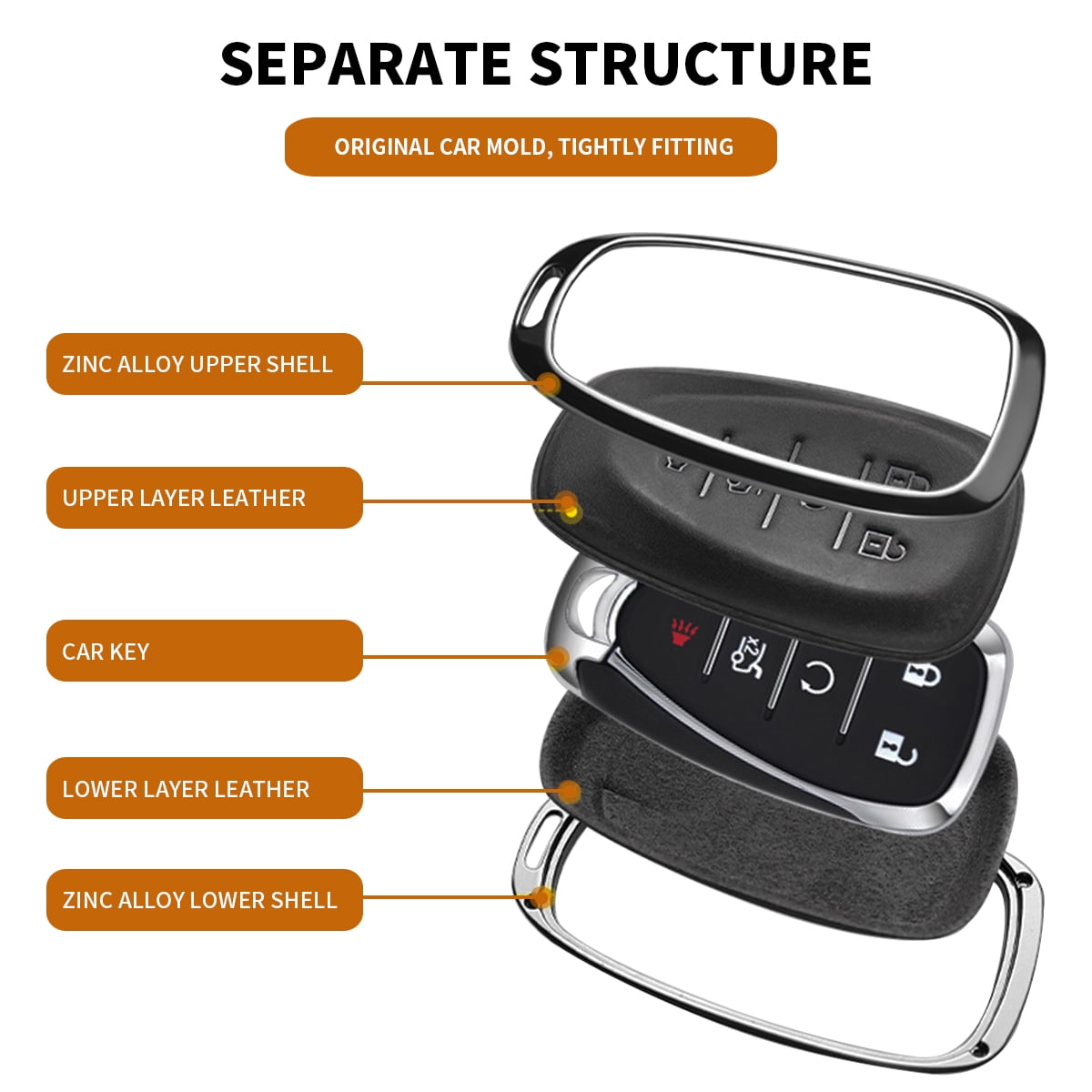 For Key Fob Cover Leather Car Compatible for 2016 2017 2018 2029 2020 2021 Equinox Malibu Camaro Cruze Blazer Sonic Volt Traverse Trax 5 Button Key Case-G Style