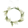 thumbnail image 3 of Floral Fall Camellia Flower Crown Rose Headpiece Wedding Bridal Flower Girl Halo Maternity Photo Props FL-03 (Green Leaf Ivory), 3 of 5