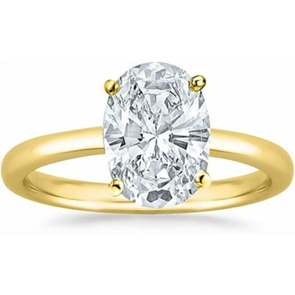 1 Ct Oval Cut Simulated Diamond Solitaire Engagement Ring 14k Yellow Gold Plated 925 Sterling Silver