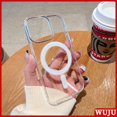thumbnail image 3 of WUJU Crystal Clear Acrílico Duro Inalámbrico Carga Magnética Funda Compatible Para iPhone 11 12 13 14 Pro Max 14 Plus mini X XR XS 7 8 SE Transparente A Prueba De Golpes, 3 of 4