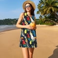 thumbnail image 3 of Balery Parrot Vestidos de verano para mujer con estampado: vestido holgado sin mangas, vestido playero informal y cómodo para días calurosos., 3 of 7